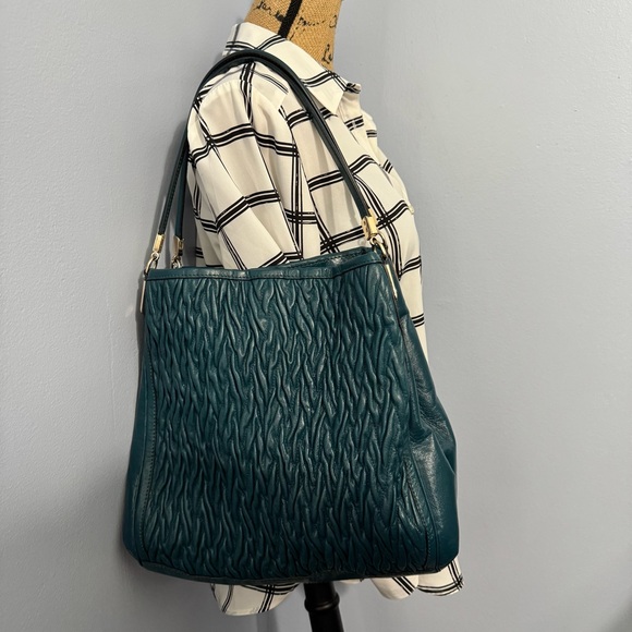 COACH Madison Phoebe Shoulder Bag in Gathered Twist Leather Teal - Picture 3 of 17